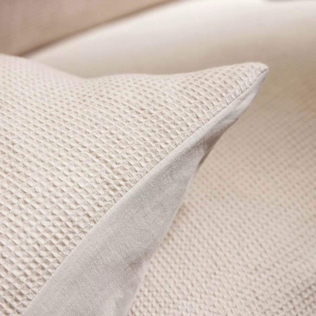 Federa quadrata in cotone a nido d'ape (80 x 80 cm) Eva Beige