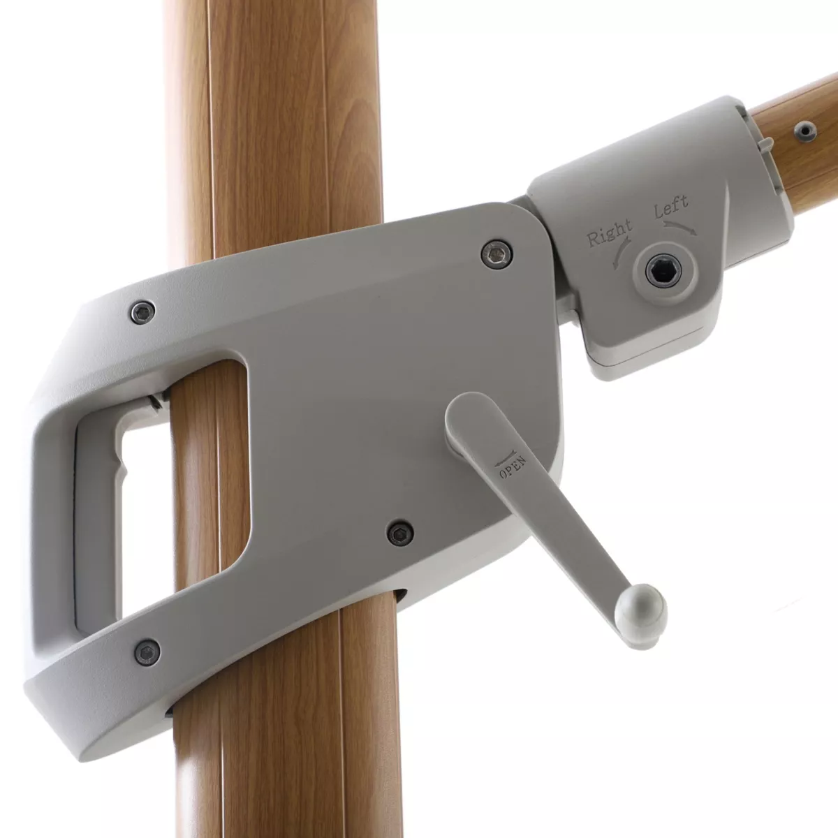 Ombrellone sporgente rettangolare in alluminio con base (3 x 4 m) Elyra effetto legno e Terracotta