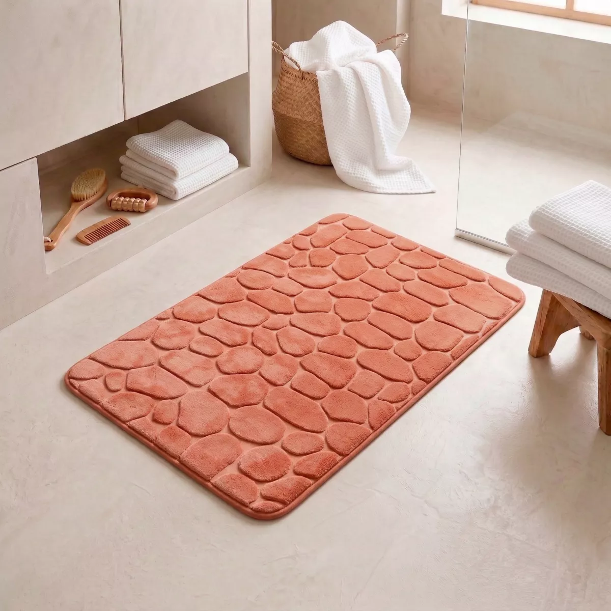 Alfombra de baño rectangular con memoria de forma (50 x 80 cm) Galeo Cobre