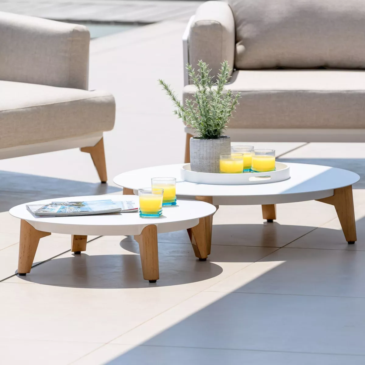 Salon de jardin aluminium 5 places 4 pcs Monte Carlo Blanc et vert romarin