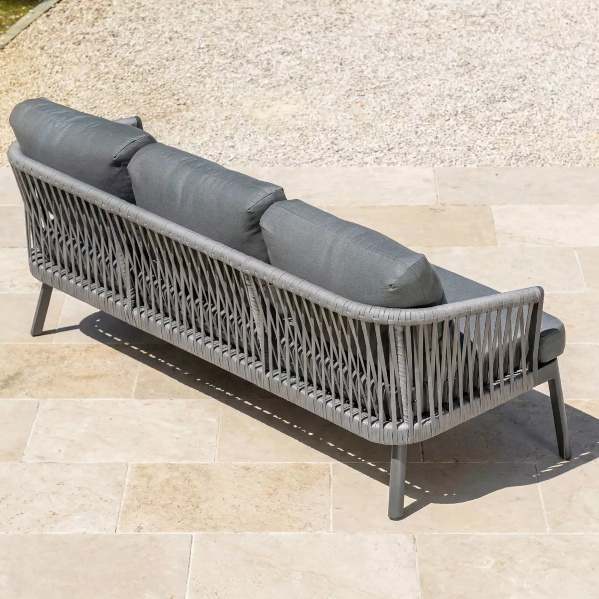 Divano da giardino in alluminio 3 posti Amalfi Grigio antracite 