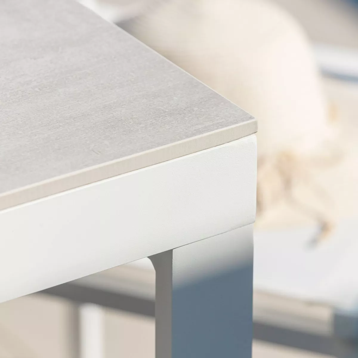 Table de jardin 8 places Aluminium/Céramique Kore (180 x 90 cm) - Blanc/Gris clair