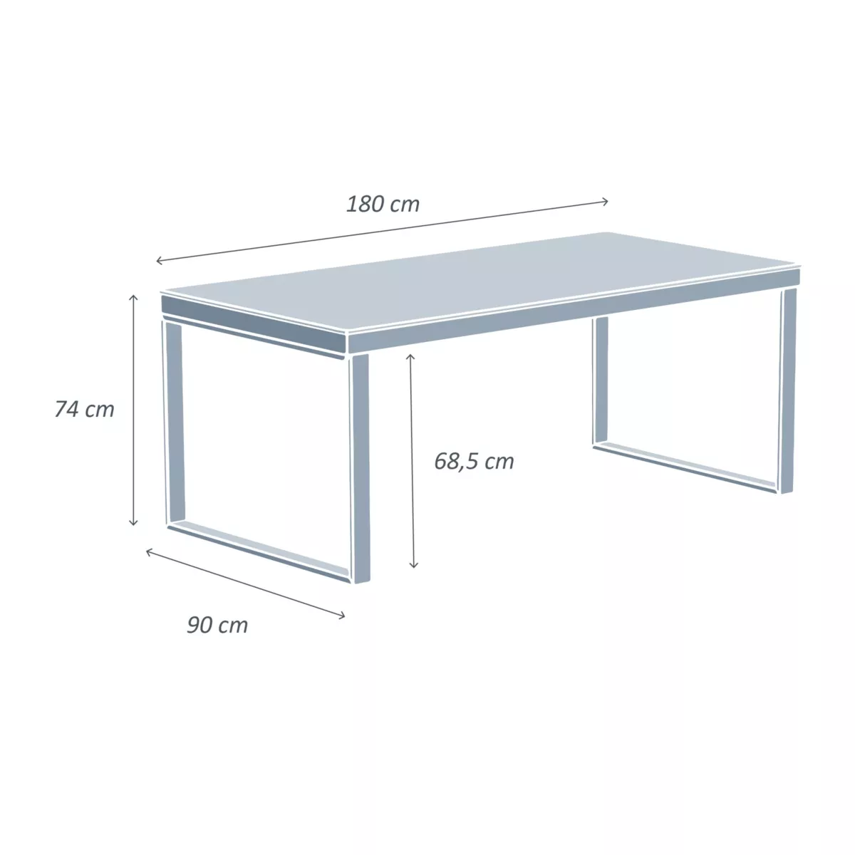 Mesa de jardín 8 plazas Aluminio/Cerámica Kore (180 x 90 cm) - Gris antracita