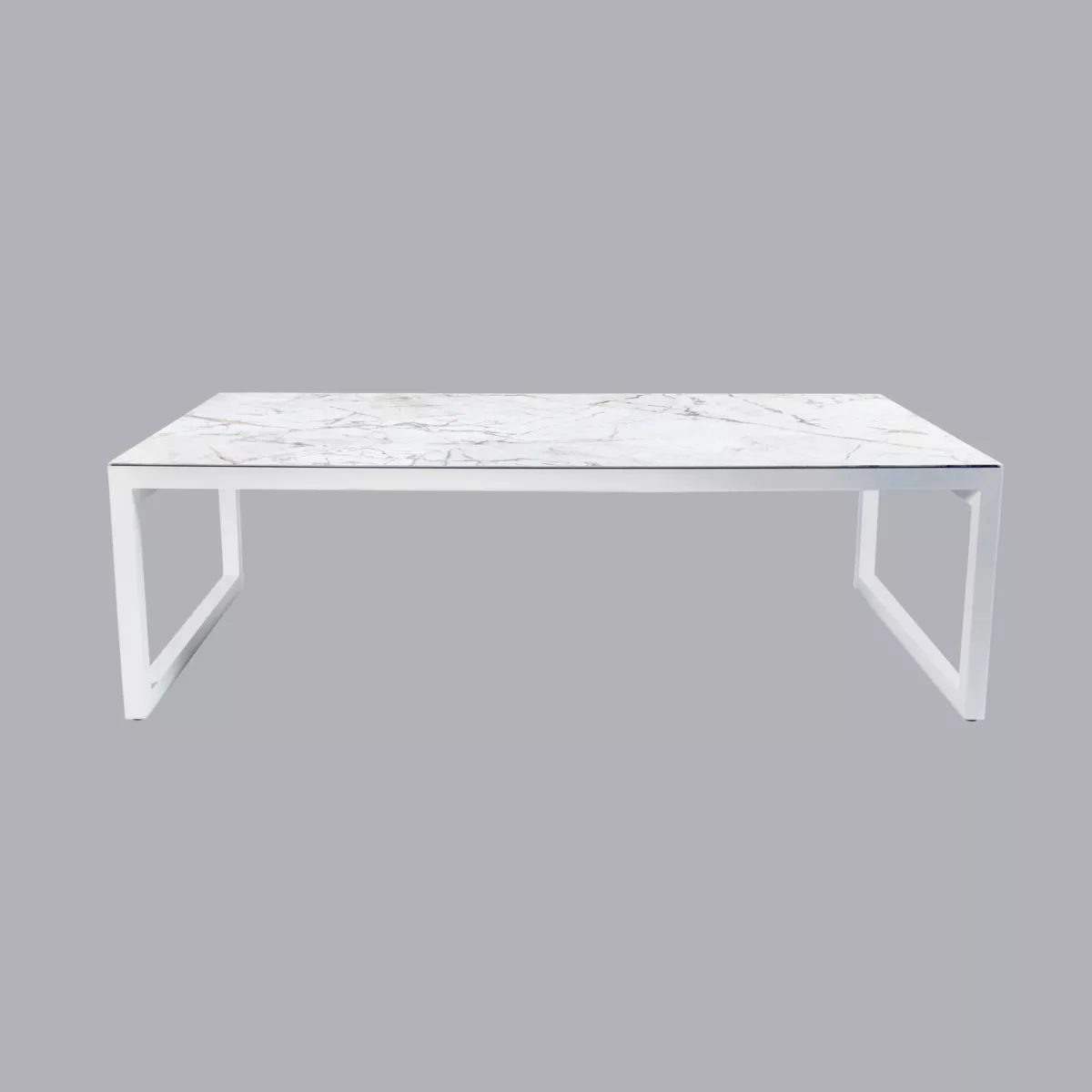 Mesa de jardín 12 personas Aluminio/Cerámica Kore (260 x 120 cm) - Blanco/Blanco  2