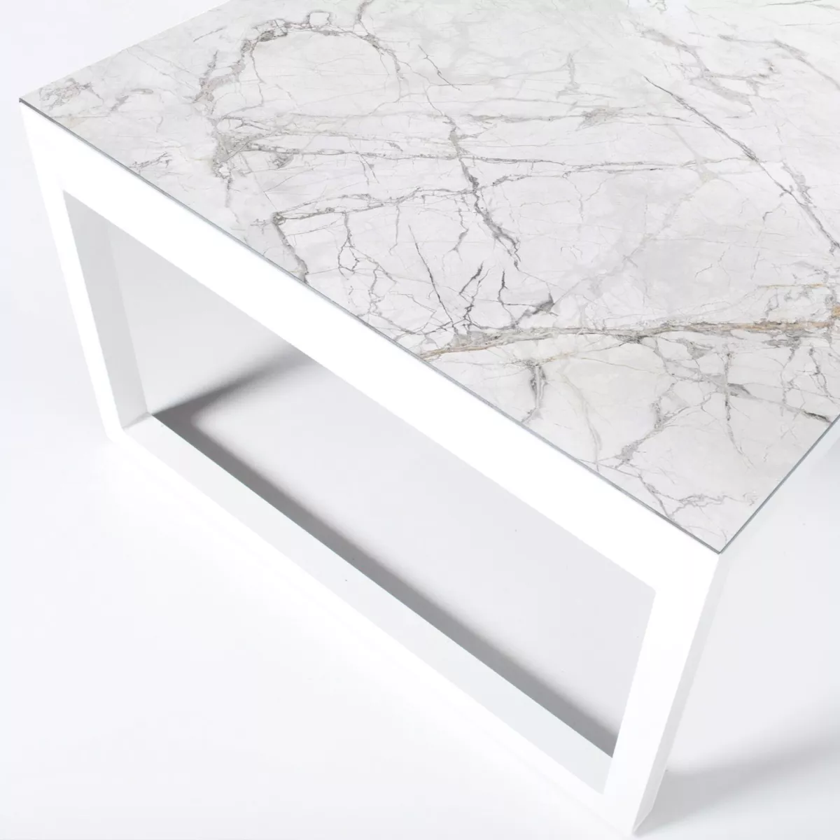 Mesa de jardín 12 personas Aluminio/Cerámica Kore (260 x 120 cm) - Blanco/Blanco  3