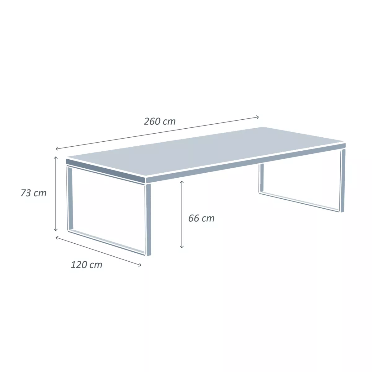 Mesa de jardín 12 personas Aluminio/Cerámica Kore (260 x 120 cm) - Blanco/Blanco  6