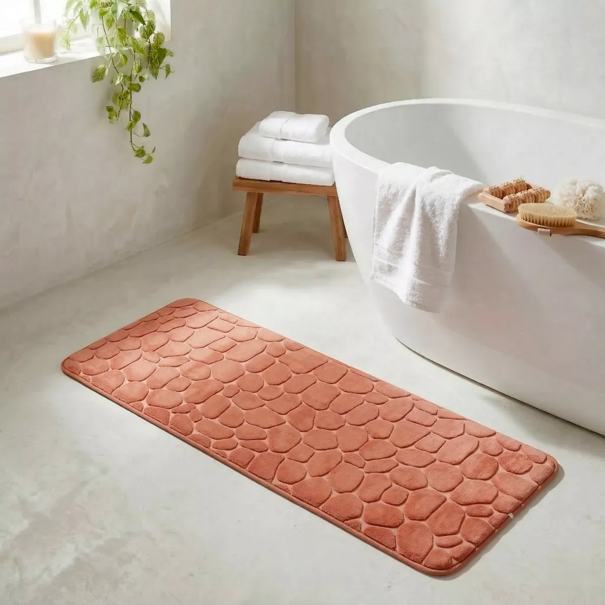 Tappeto da bagno rettangolare memory foam (50 x 120 cm) Galeo Rame