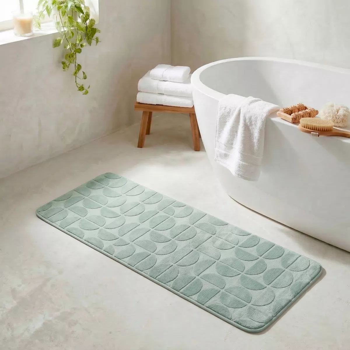 TAPIS MEMOIRE DE FORME MICROFIBRE ROY 45X120 CM - VERT ECALYPTUS