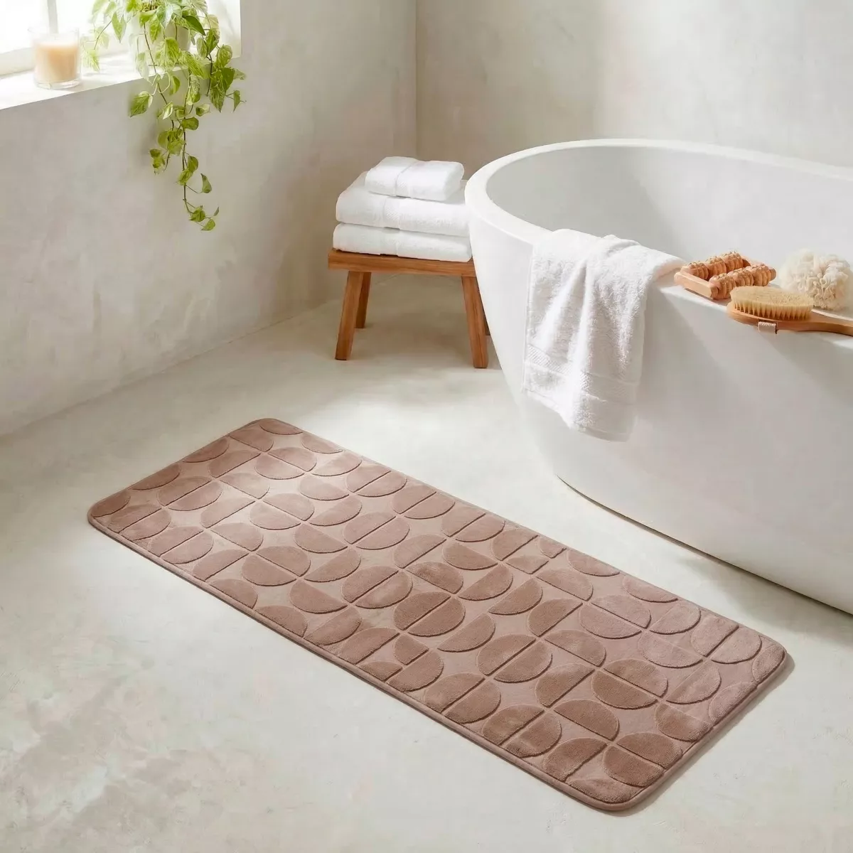 TAPIS MEMOIRE DE FORME MICROFIBRE ROY 45X120 CM - CAPPUCCINO