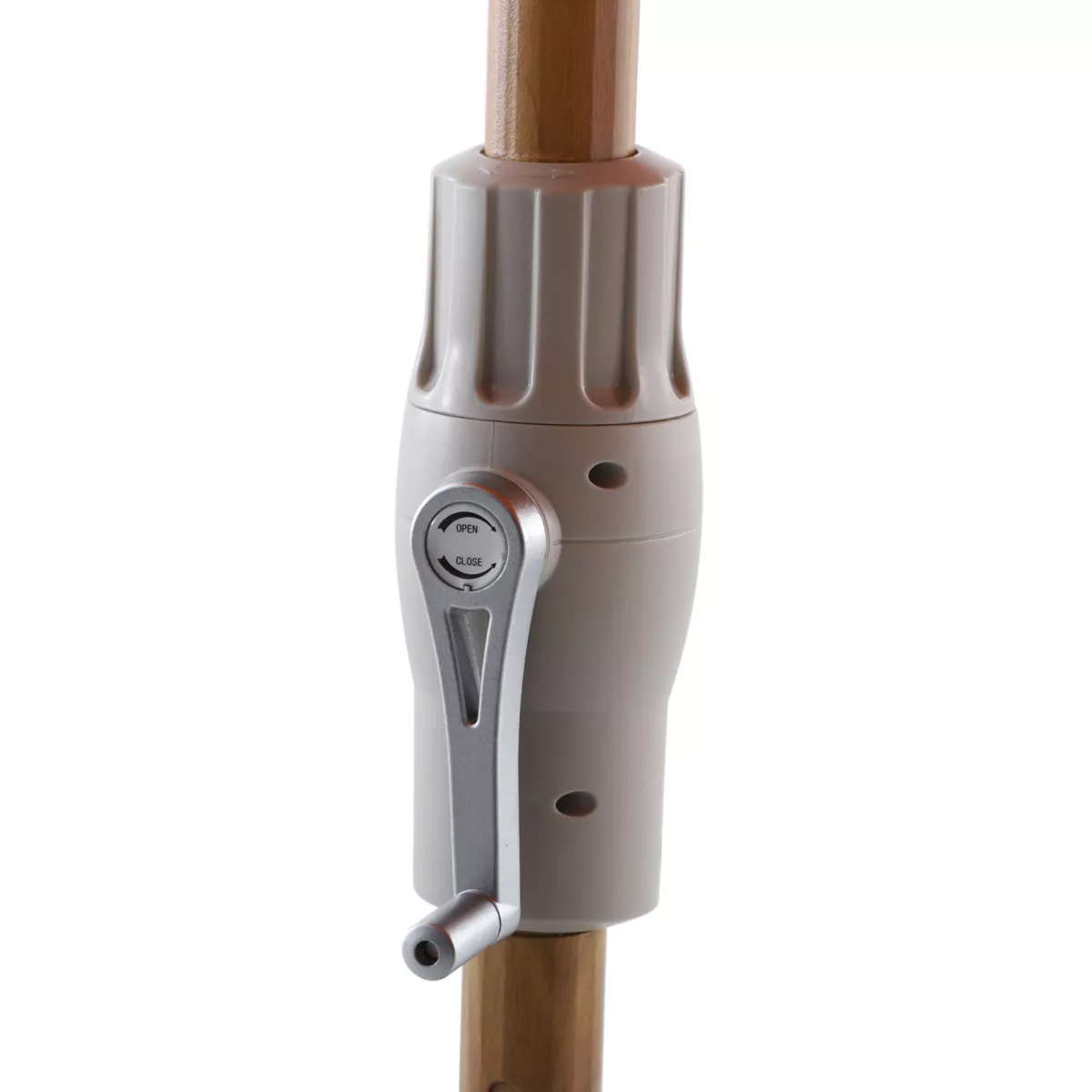 Ombrellone rotondo in alluminio (D3,3 m) Elyra effetto legno e Grigio