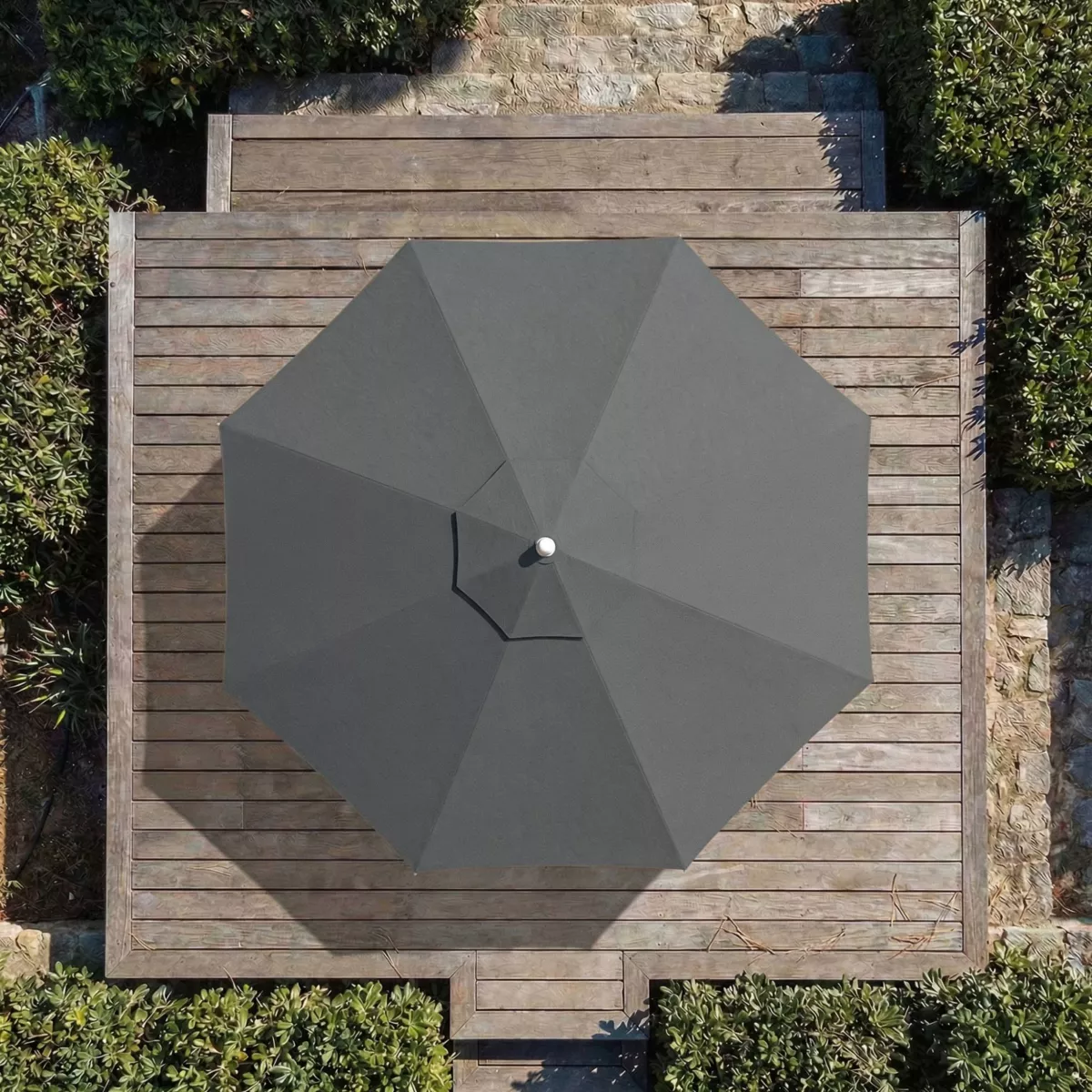 Parasol rond aluminium (D3,3 m) Elyra Métallisé brillant et Anthracite