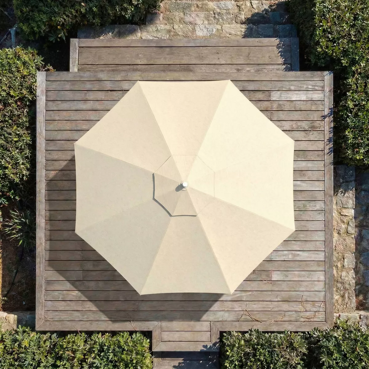 Ombrellone rotondo in alluminio (D3,3 m) Elyra Metallico lucido e Beige