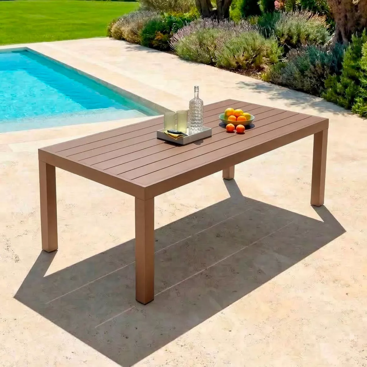 Mesa de jardÃƒÂ­n rectangular de aluminio para 8 personas (210 x 100 cm) Murano Bronce