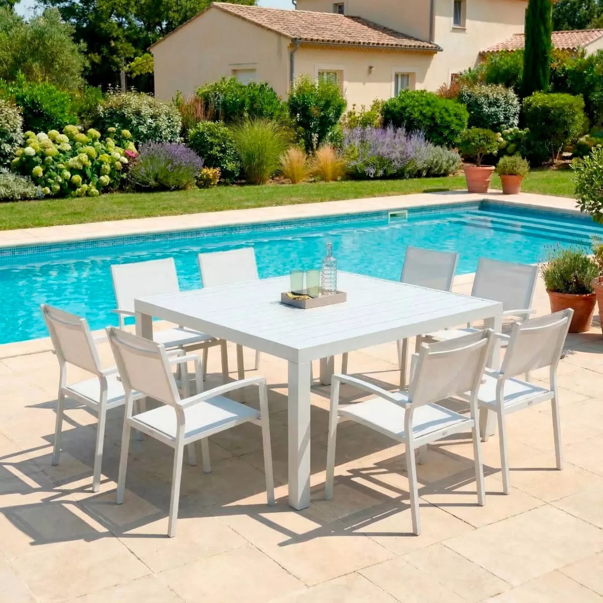 Table de jardin 8 places Aluminium Murano (136 x 136 cm) - Blanche 6