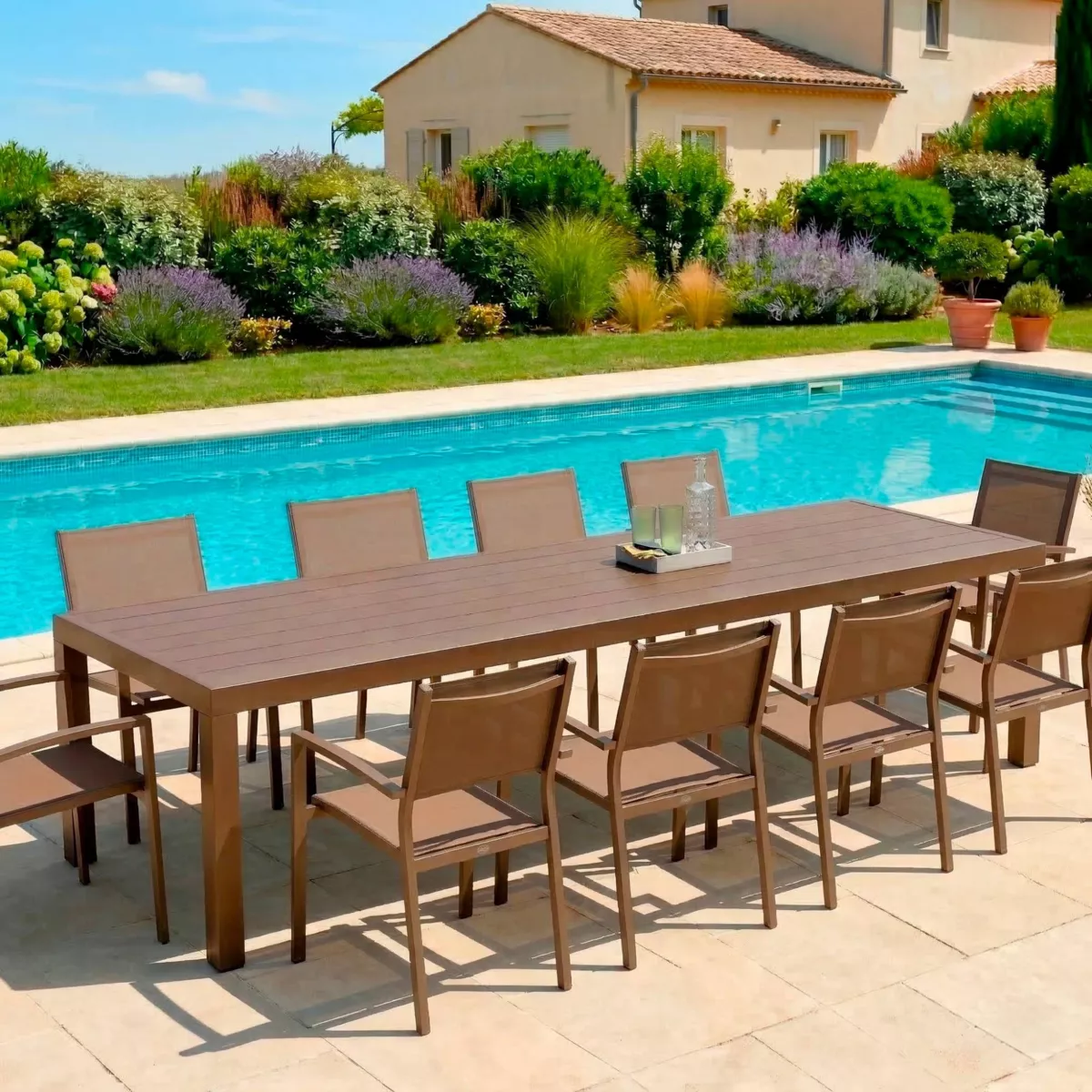 Tavolo da giardino rettangolare in alluminio 10 posti (240 x 120 cm) Murano Bronzo
