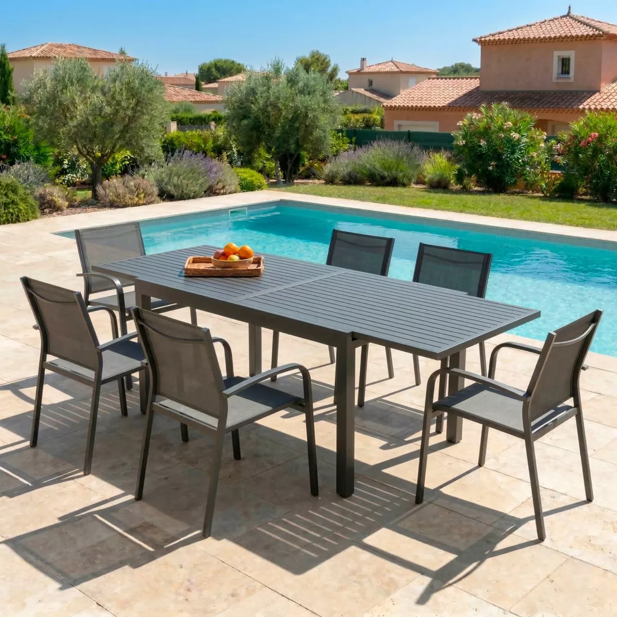 Table de jardin extensible 8 places Aluminium Murano (180 x 90 cm) - Gris anthracite 1