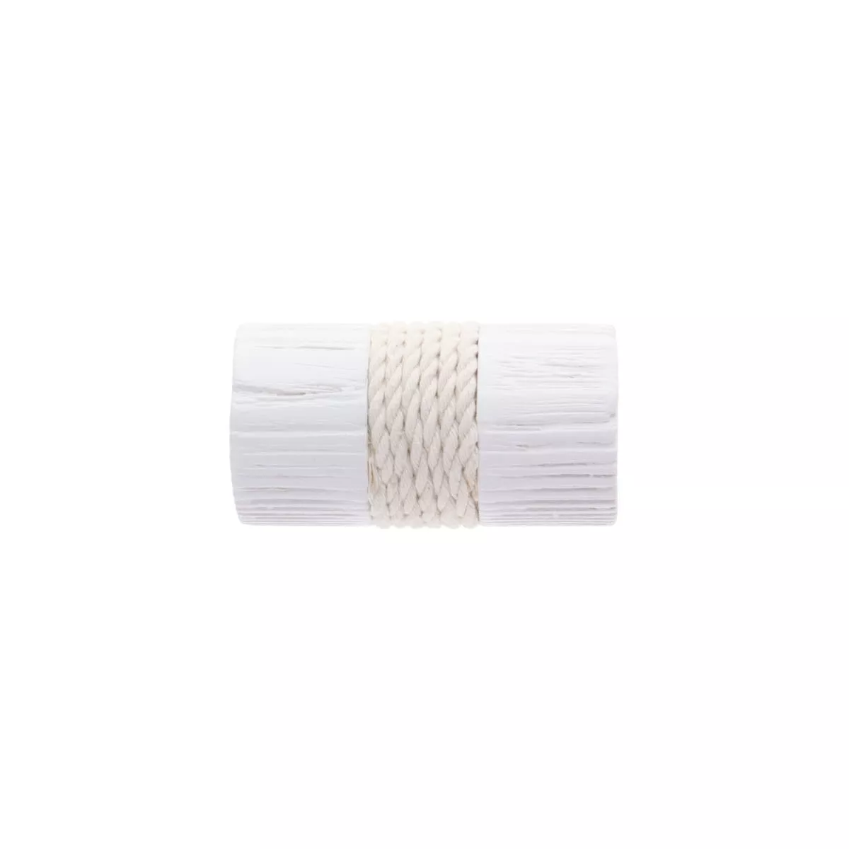 Set di 2 tappi per asta in legno cerusato (D28 mm) Soren corda Bianco