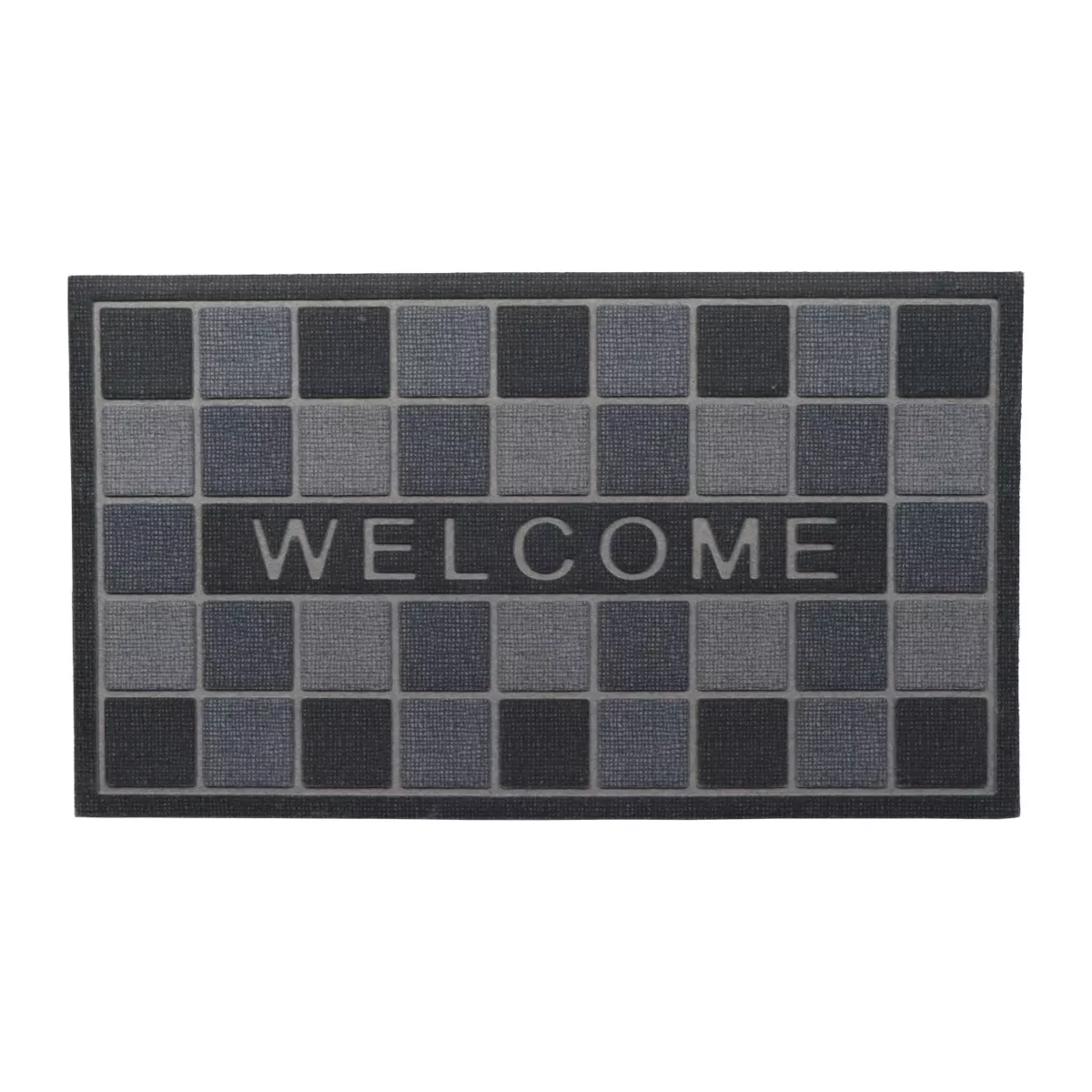 Tappeto d'ingresso in gomma (43 x 75 cm) Welcome a scacchi Grigio