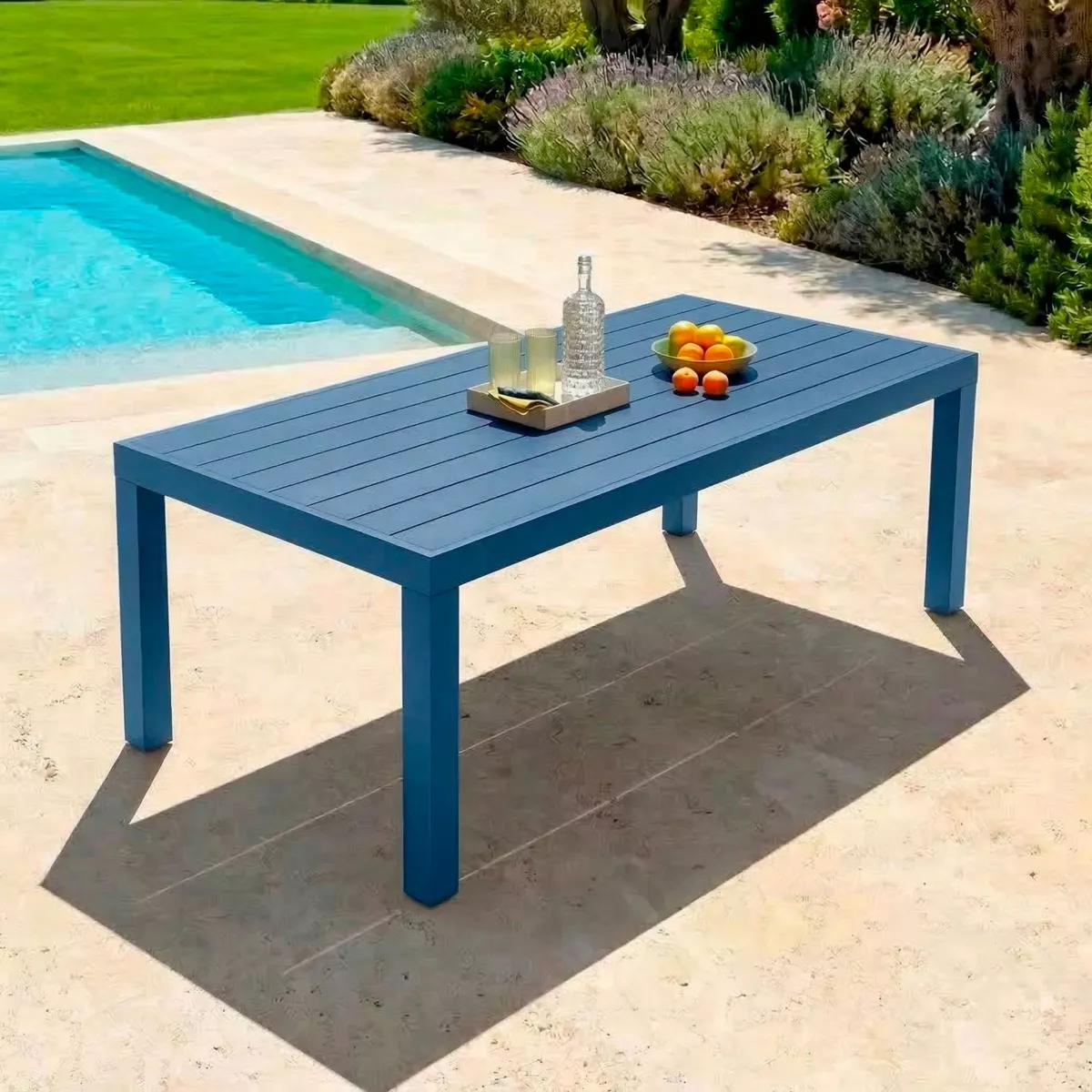 Tavolo da giardino rettangolare in alluminio per 10 persone (240 x 120 cm) Murano Blu