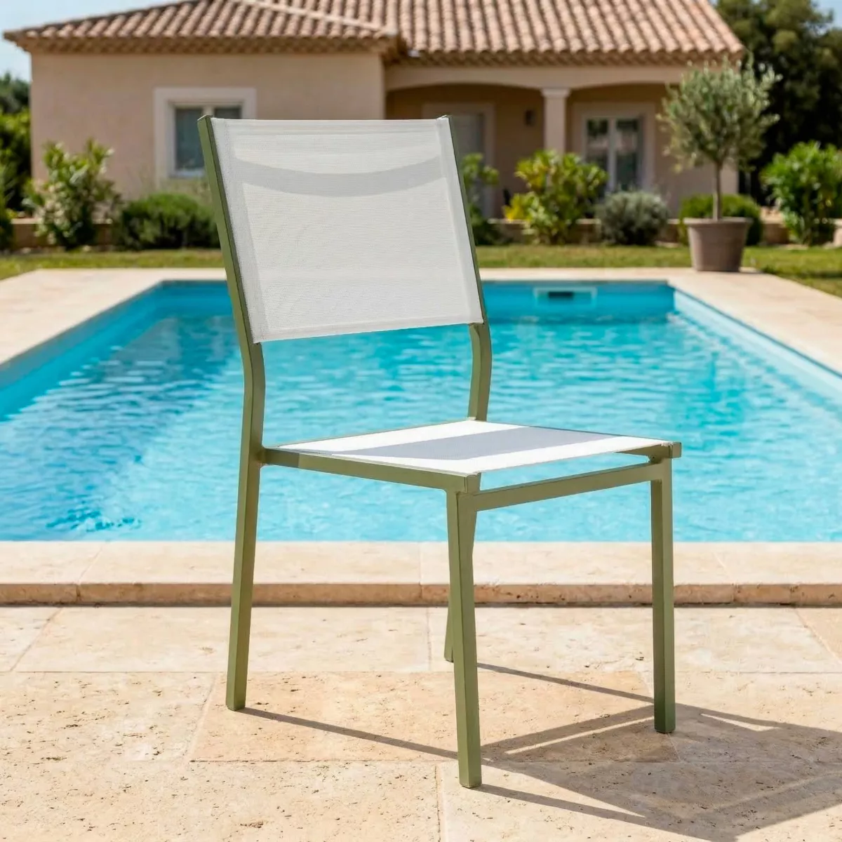 Silla de jardÃ­n apilable de aluminio Murano Verde
