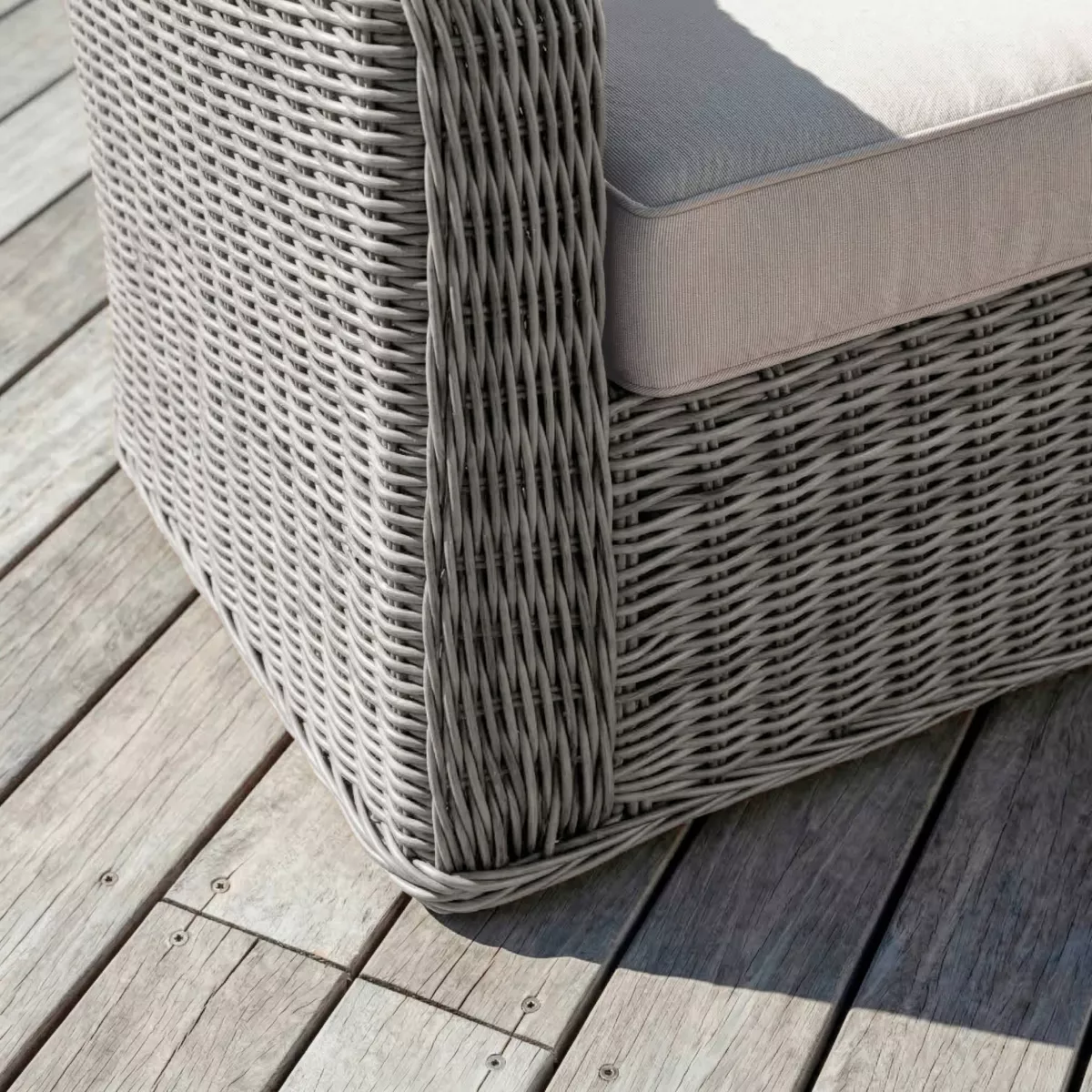 Salon de jardin en résine tressée 7 places 5 pcs Calvi Gris et taupe