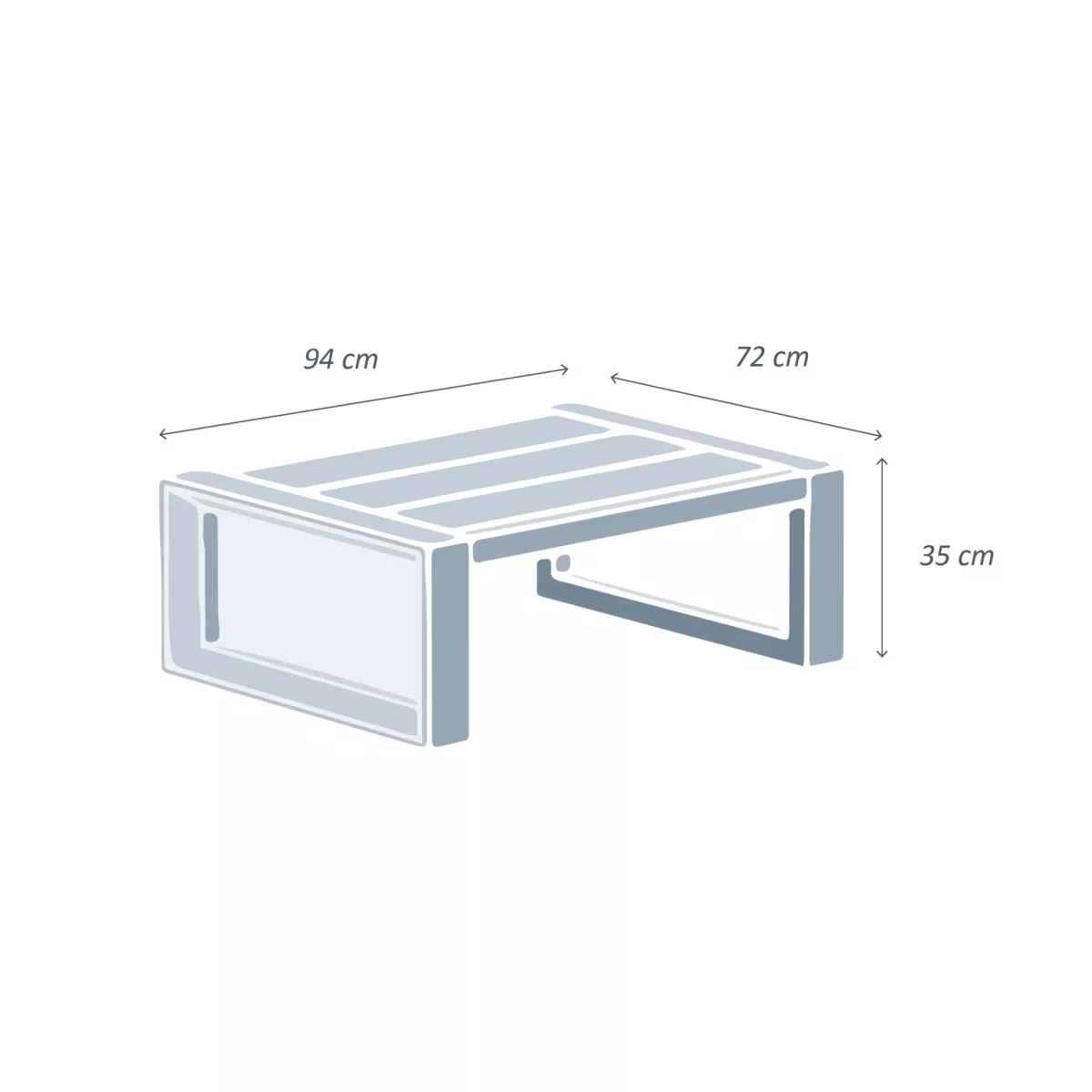 Tavolino da giardino rettangolare in alluminio (94 x 72 cm) Elba Bianco
