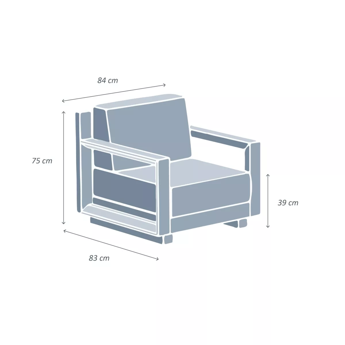 Fauteuil de jardin détente en aluminium Elba Blanc et taupe