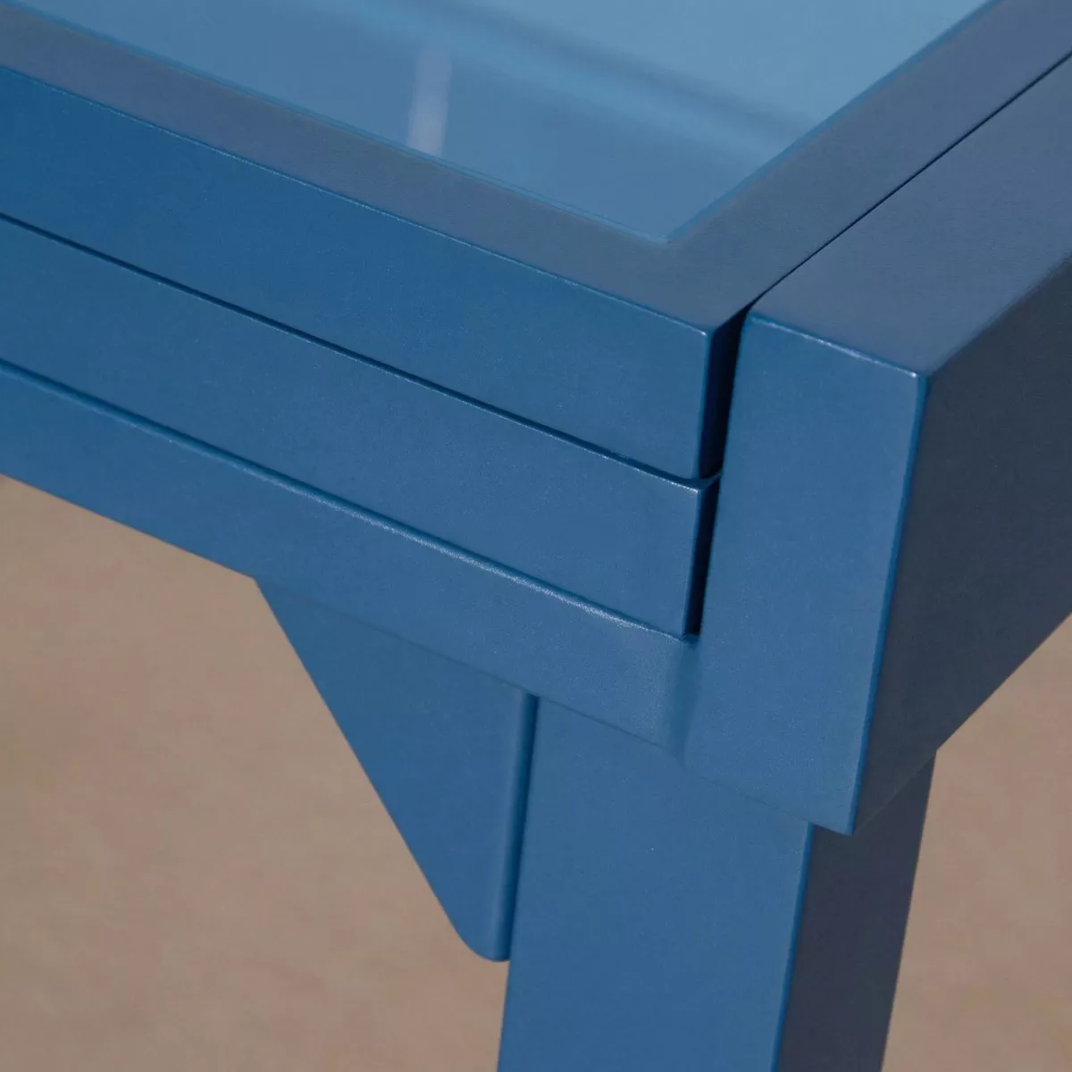 Tavolo da giardino allungabile in vetro 12 posti (200/320 x 100 cm) Murano Blu petrolio