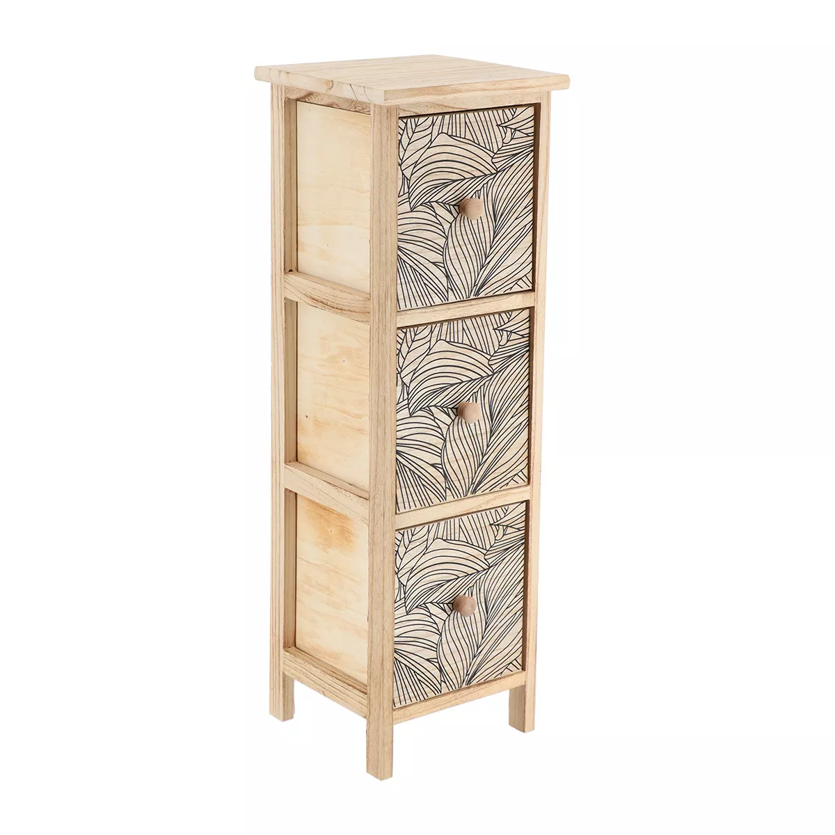Mobiletto portaoggetti 3 cassetti in legno di paulownia (77 x 25 cm) Esteban Nero