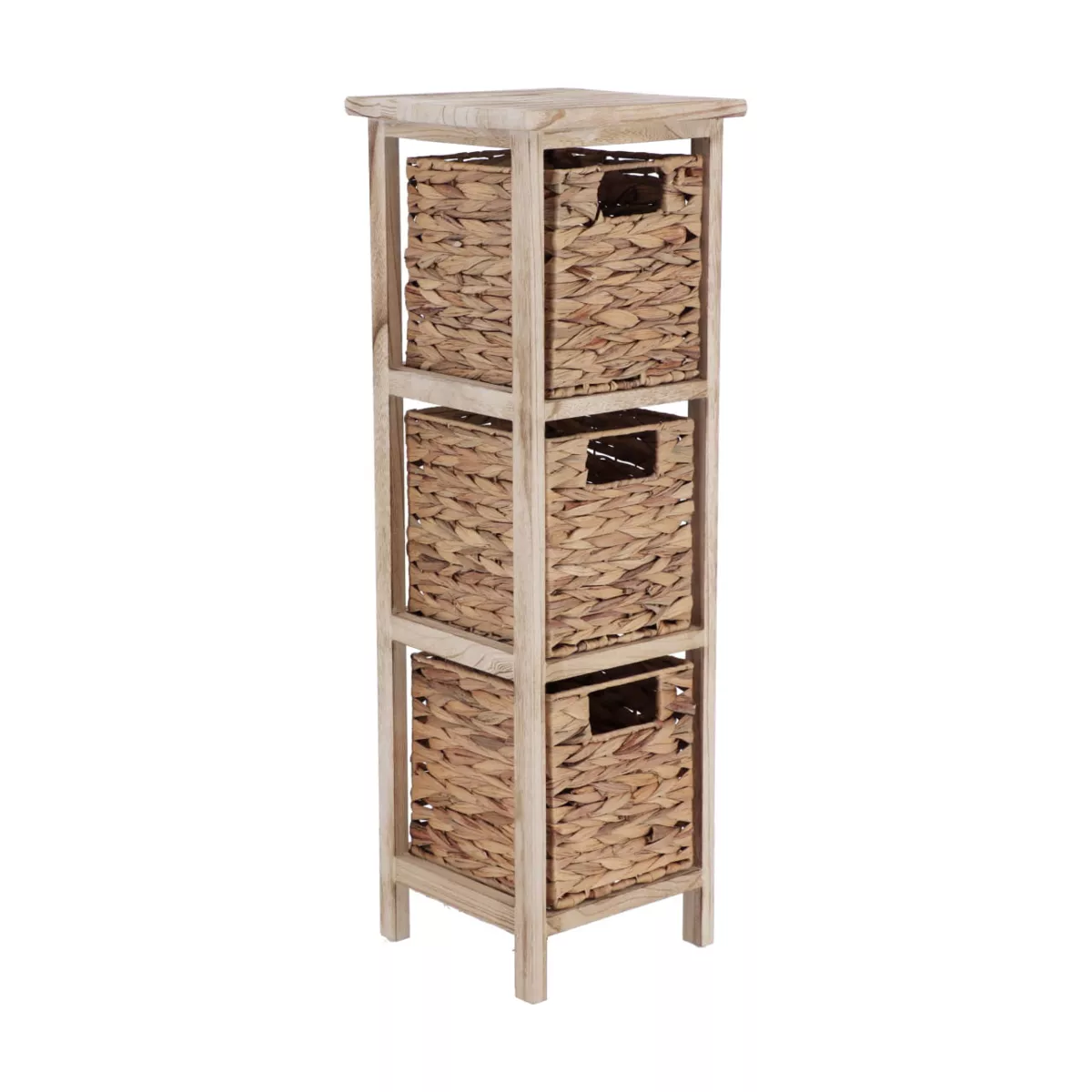 Mueble pequeño de baño con 3 cestas de junco (77 x 25 cm) Olia Natural