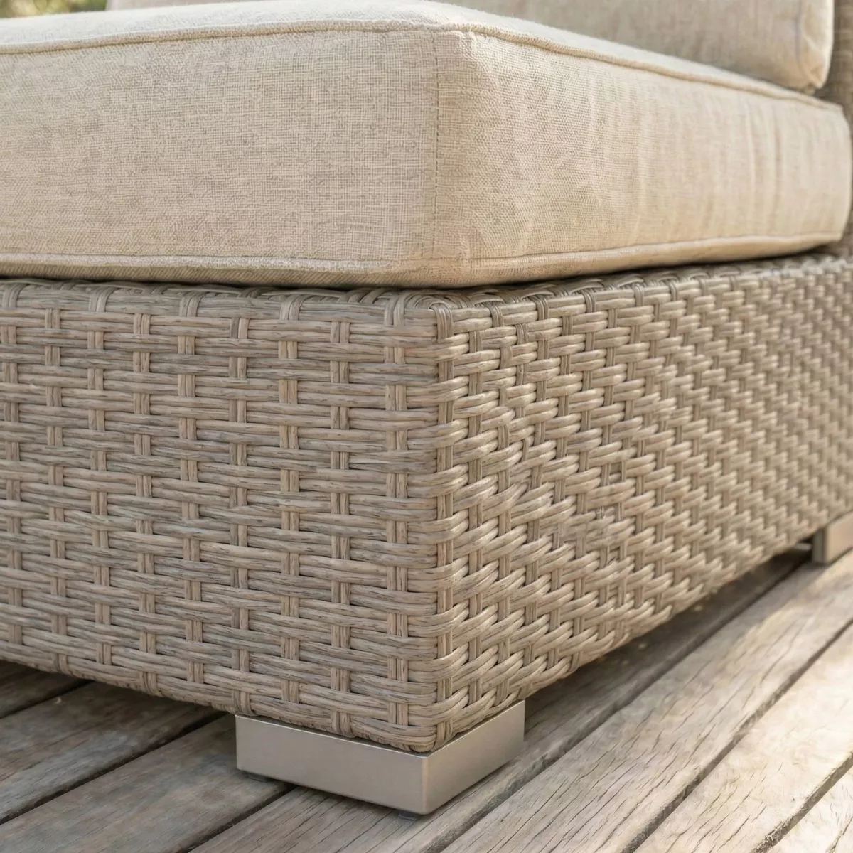 Divano da giardino in resina intrecciata 2 posti Palma Grigio e beige