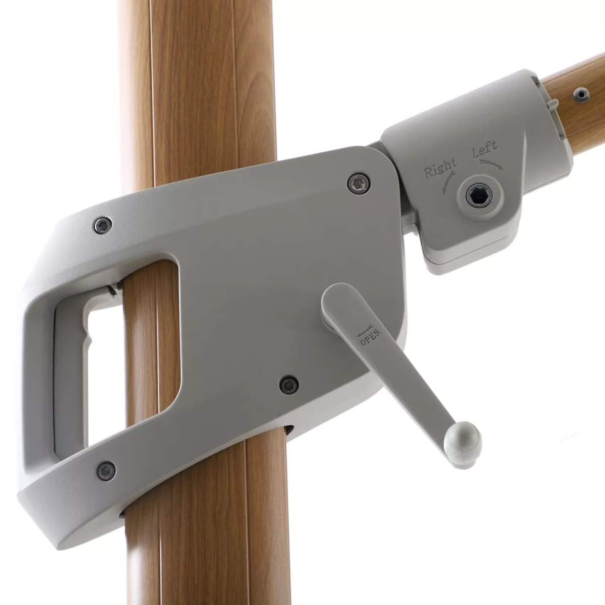 Ombrellone sporgente rettangolare in alluminio con base (3 x 4 m) Elyra effetto legno e Grigio