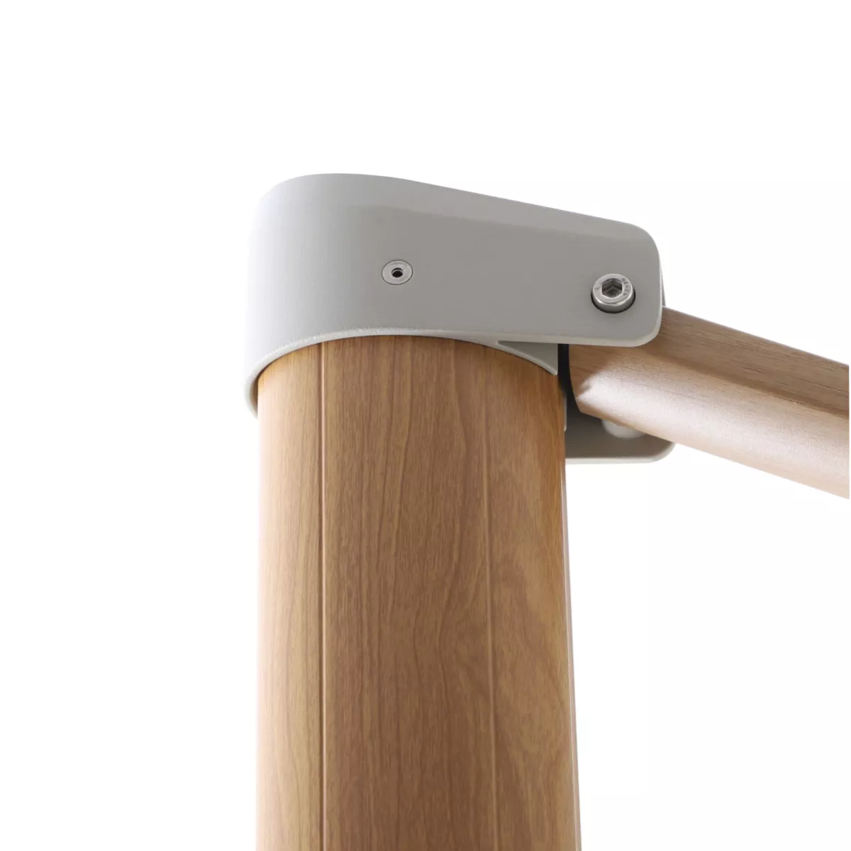 Ombrellone decentrato quadrato in alluminio con base (3 x 3 m) Elyra effetto legno e Bianco
