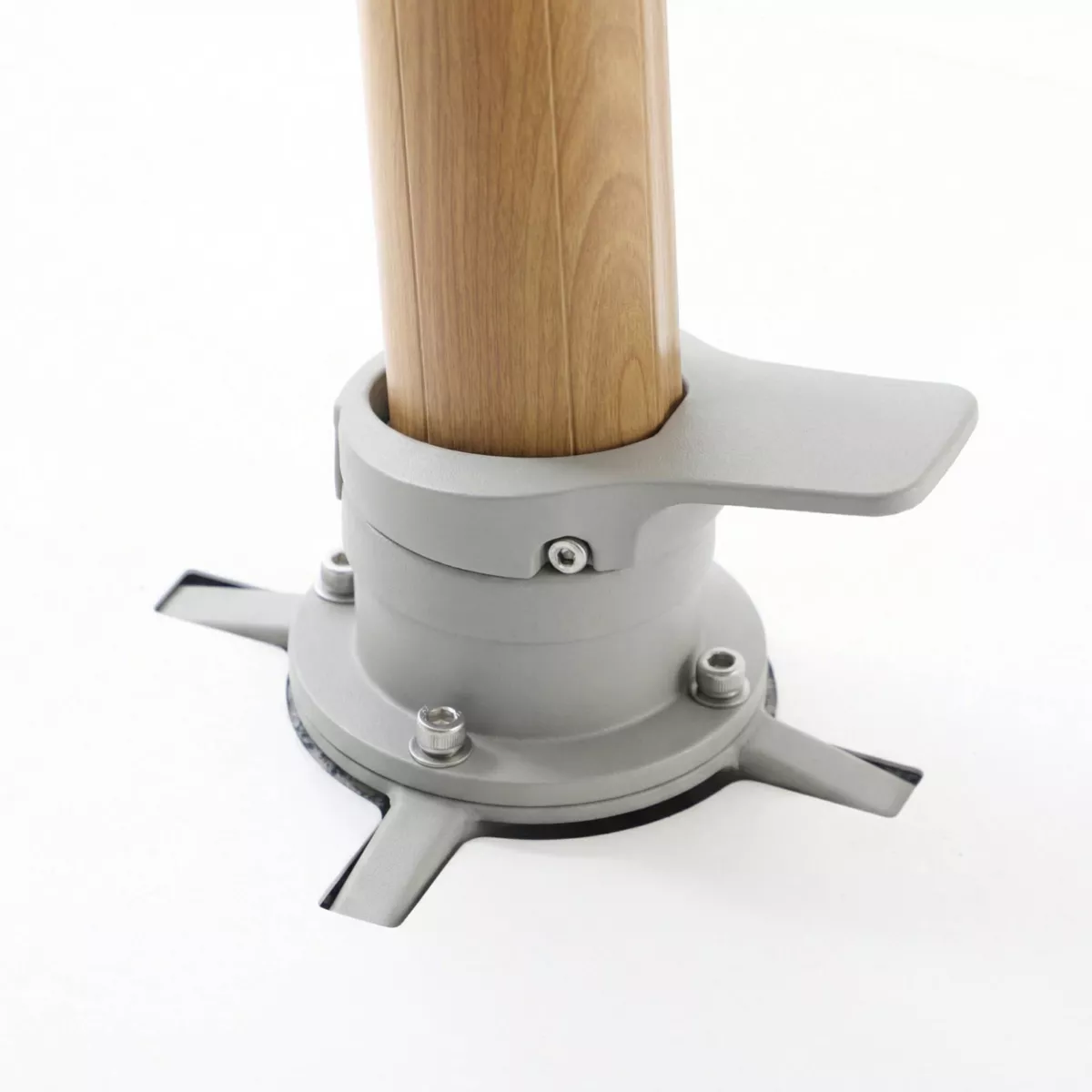 Ombrellone decentrato quadrato in alluminio con base (3 x 3 m) Elyra effetto legno e Grigio