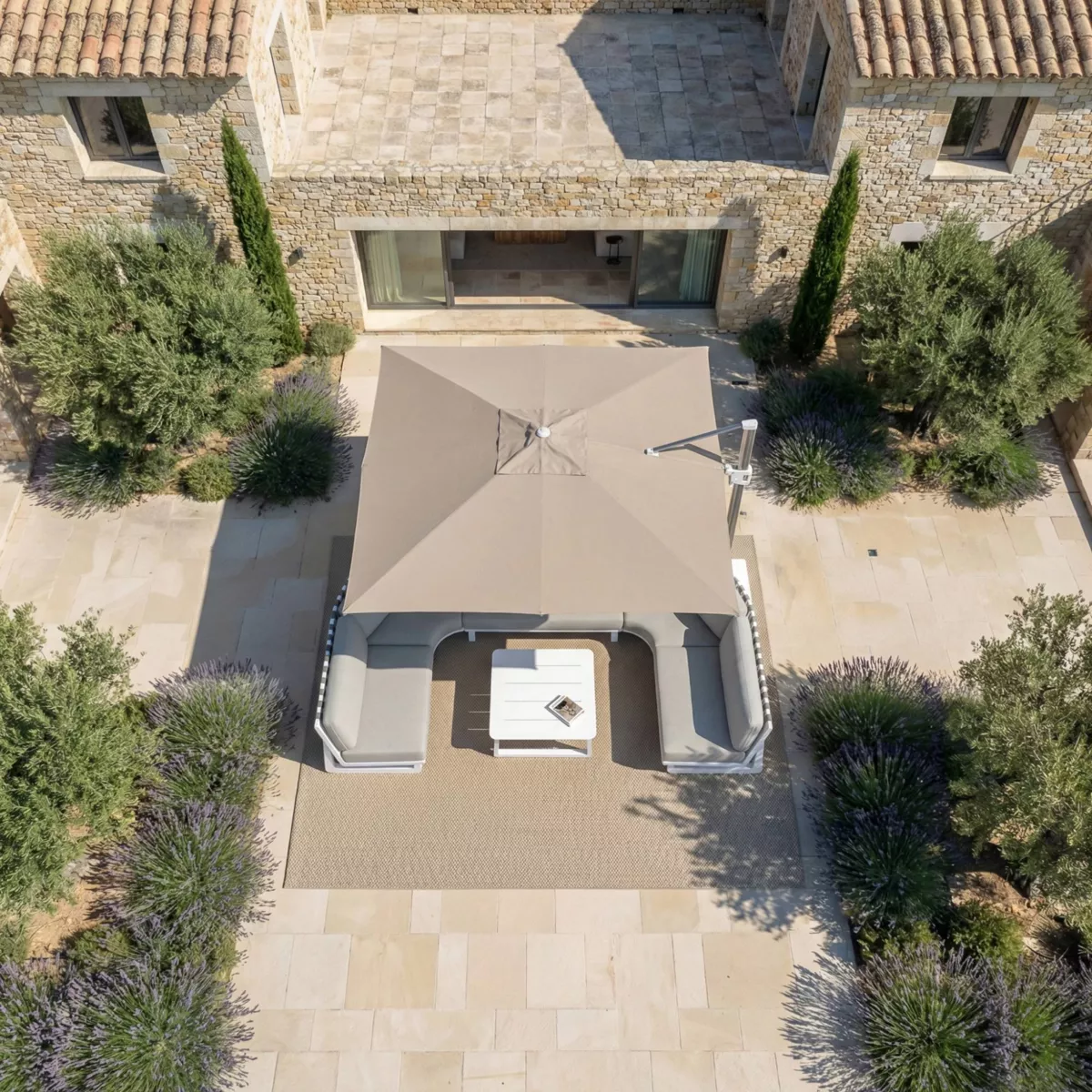 Telo per ombrellone decentrato (3 x 4 m) Elyra Tortora