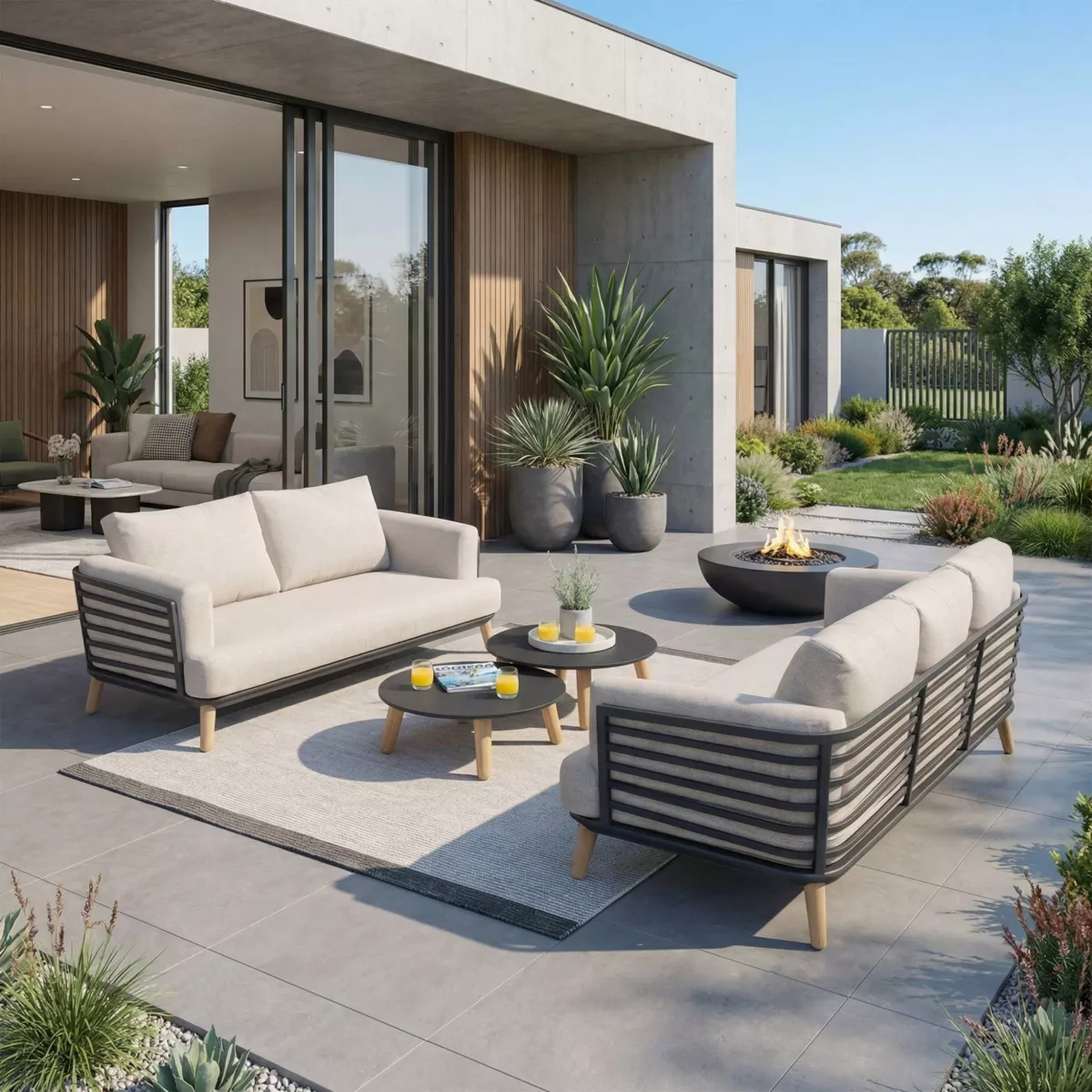 Salon de jardin aluminium 5 places 4 pcs Monte Carlo Gris anthracite et taupe