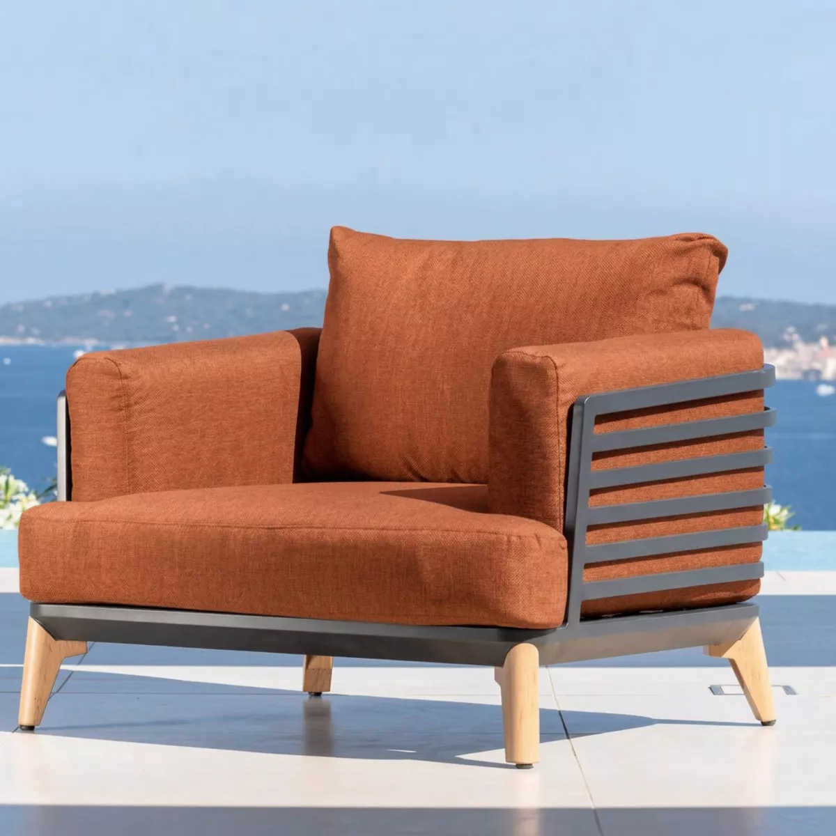 Set da giardino in alluminio 4 posti 5 pezzi Monte Carlo Grigio antracite e terracotta