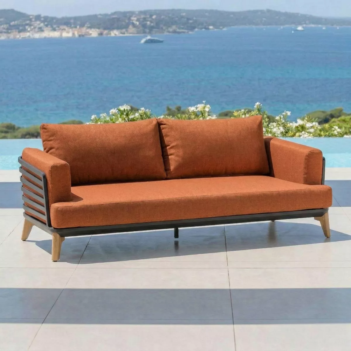 Salon de jardin aluminium 4 places 5 pcs Monte Carlo Gris anthracite et terracotta
