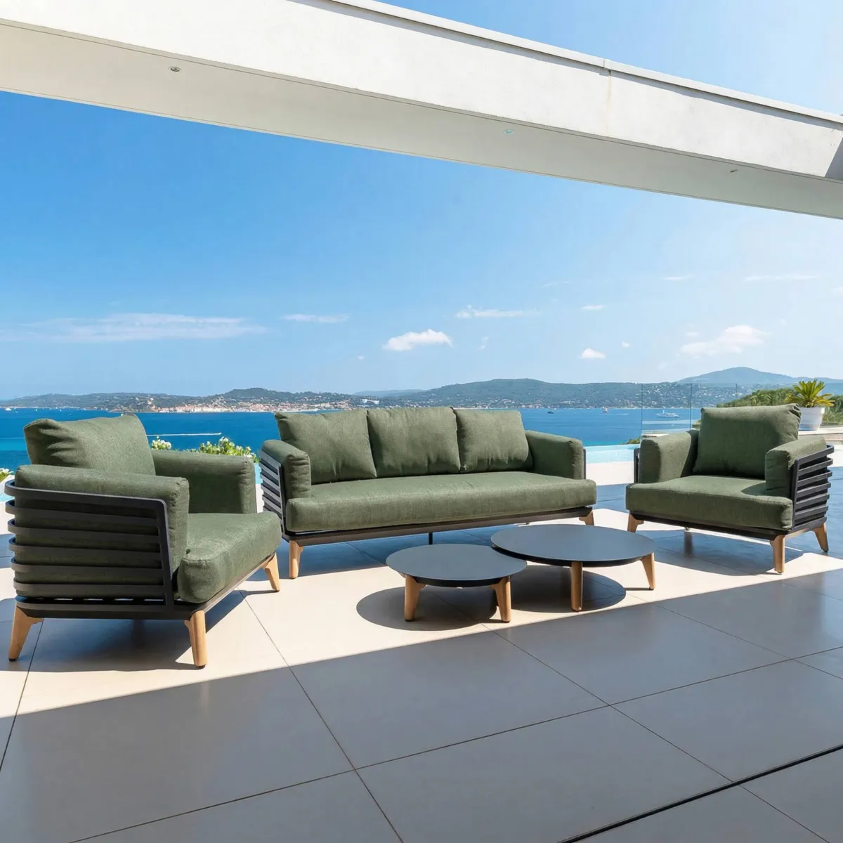 Set da giardino in alluminio 5 posti 5 pezzi Monte Carlo Grigio antracite e verde rosmarino