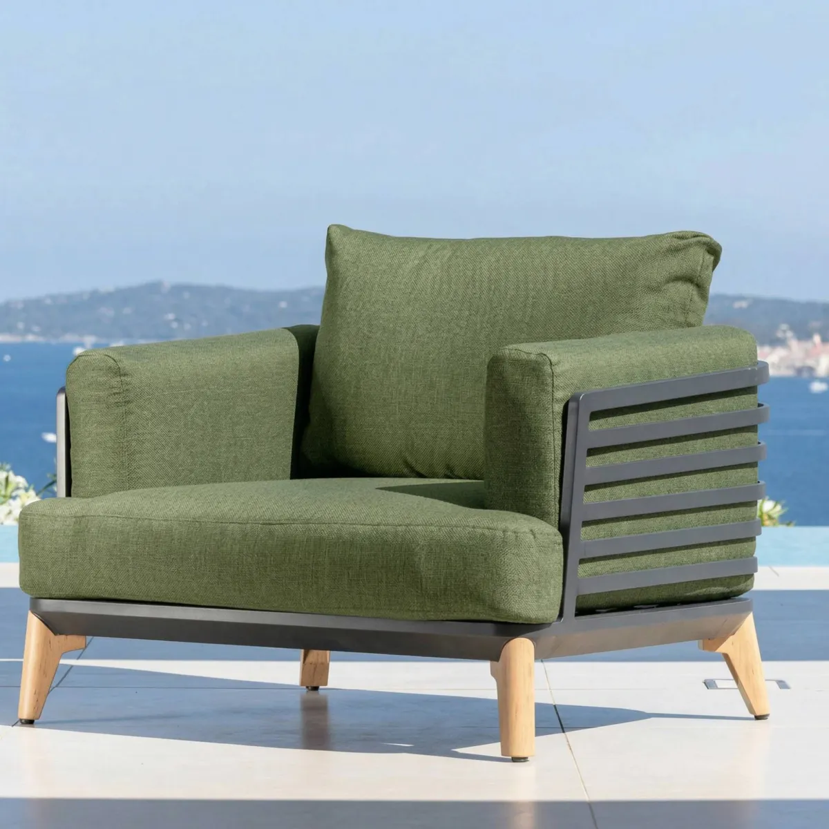 Salon de jardin aluminium 5 places 5 pcs Monte Carlo Gris anthracite et vert romarin