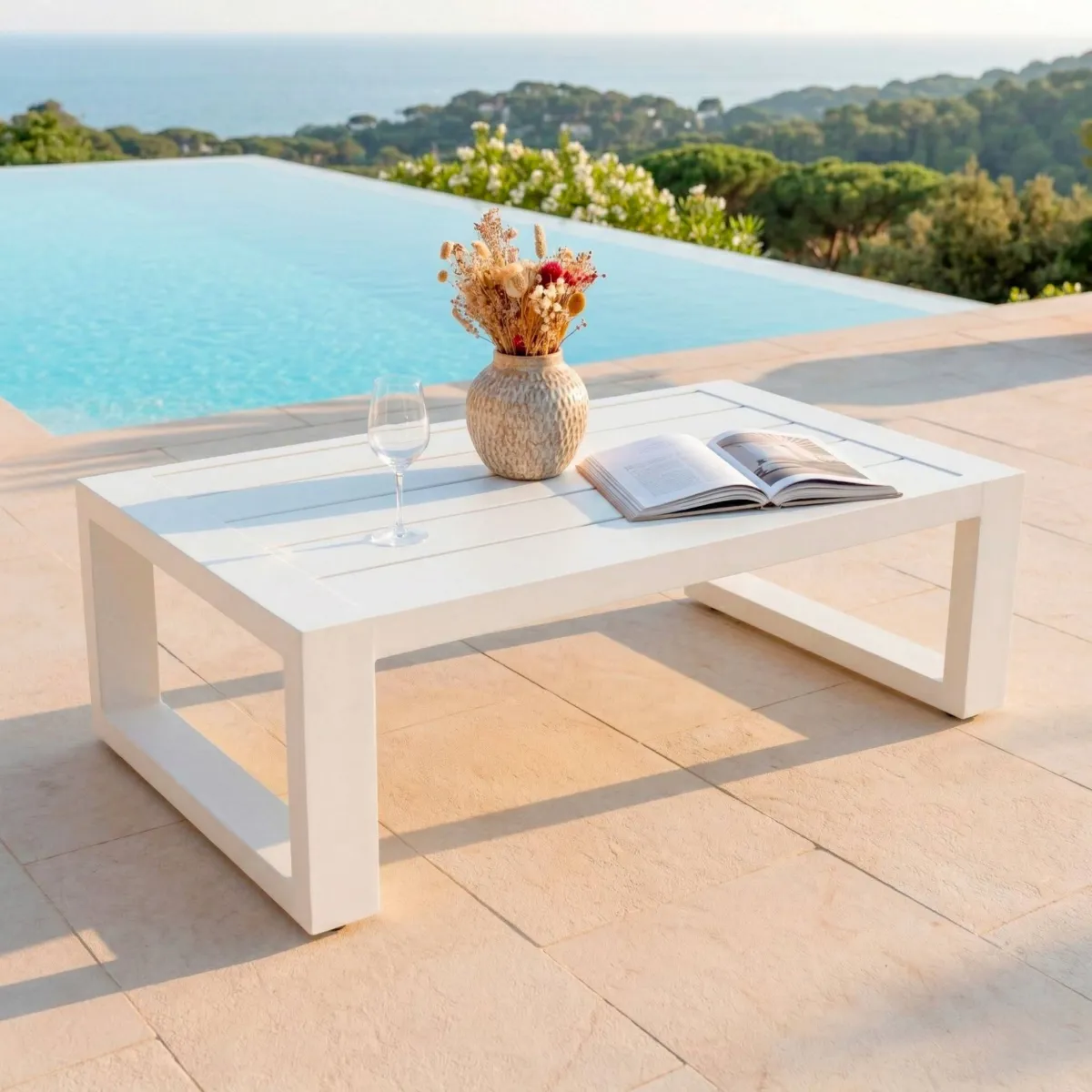 Salon de jardin aluminium 7 places 5 pcs Elba Blanc et gris clair