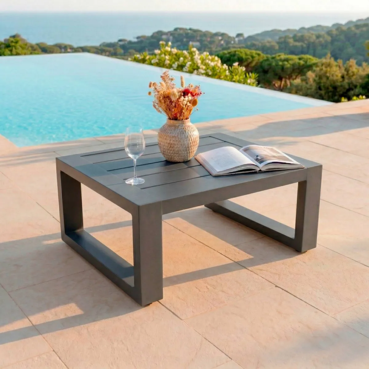 Salon de jardin aluminium 4 places 4 pcs Elba Gris anthracite