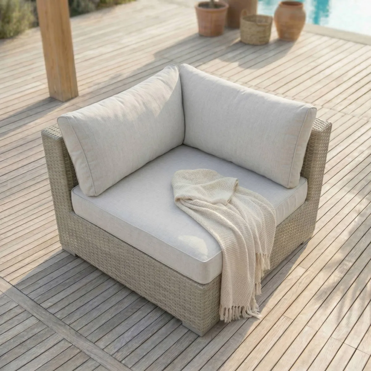 Salon de jardin en résine tressée 9 places 9 pcs Palma Gris
