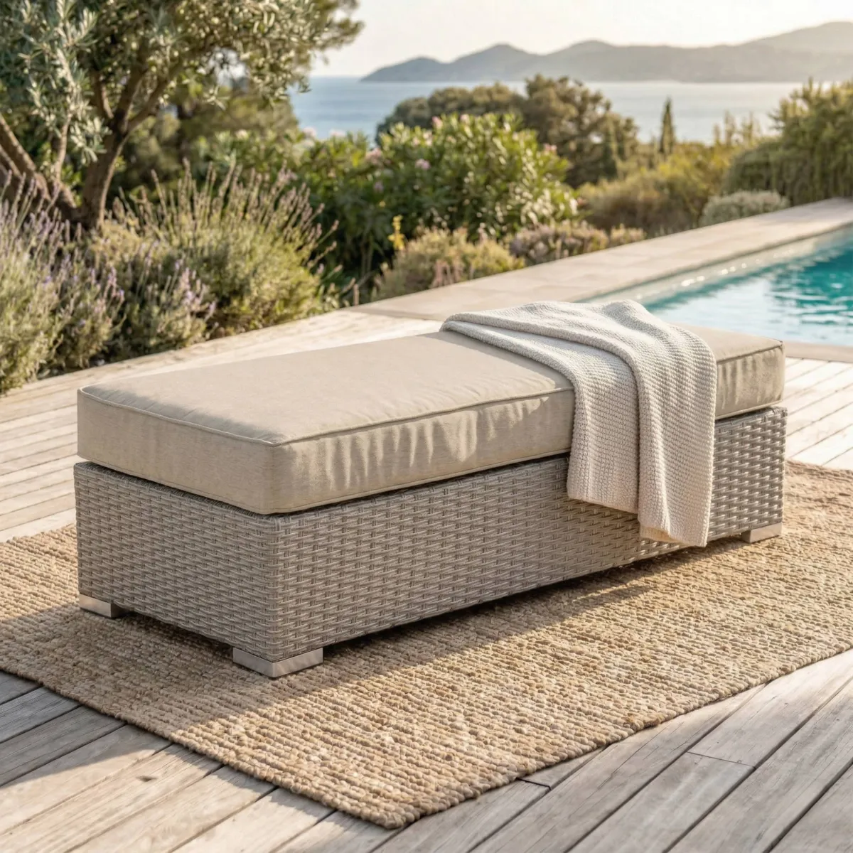 Salon de jardin en résine tressée 9 places 9 pcs Palma Gris et beige