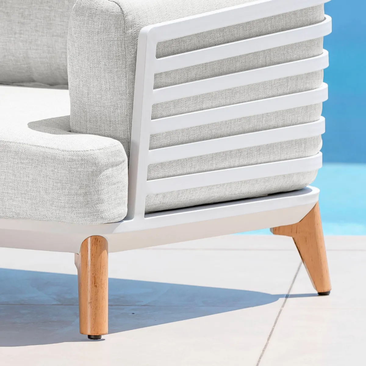 Salon de jardin aluminium 9 places 12 pcs Monte Carlo Blanc et gris clair