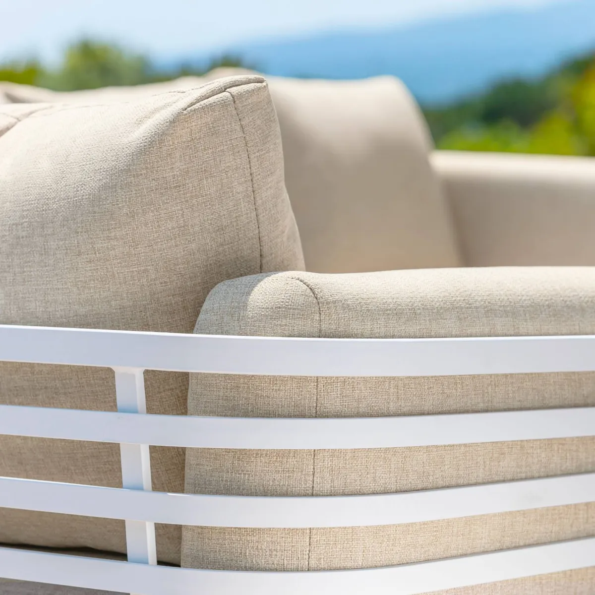 Conjunto de jardín de aluminio 9 plazas 12 piezas Monte Carlo Blanco y beige