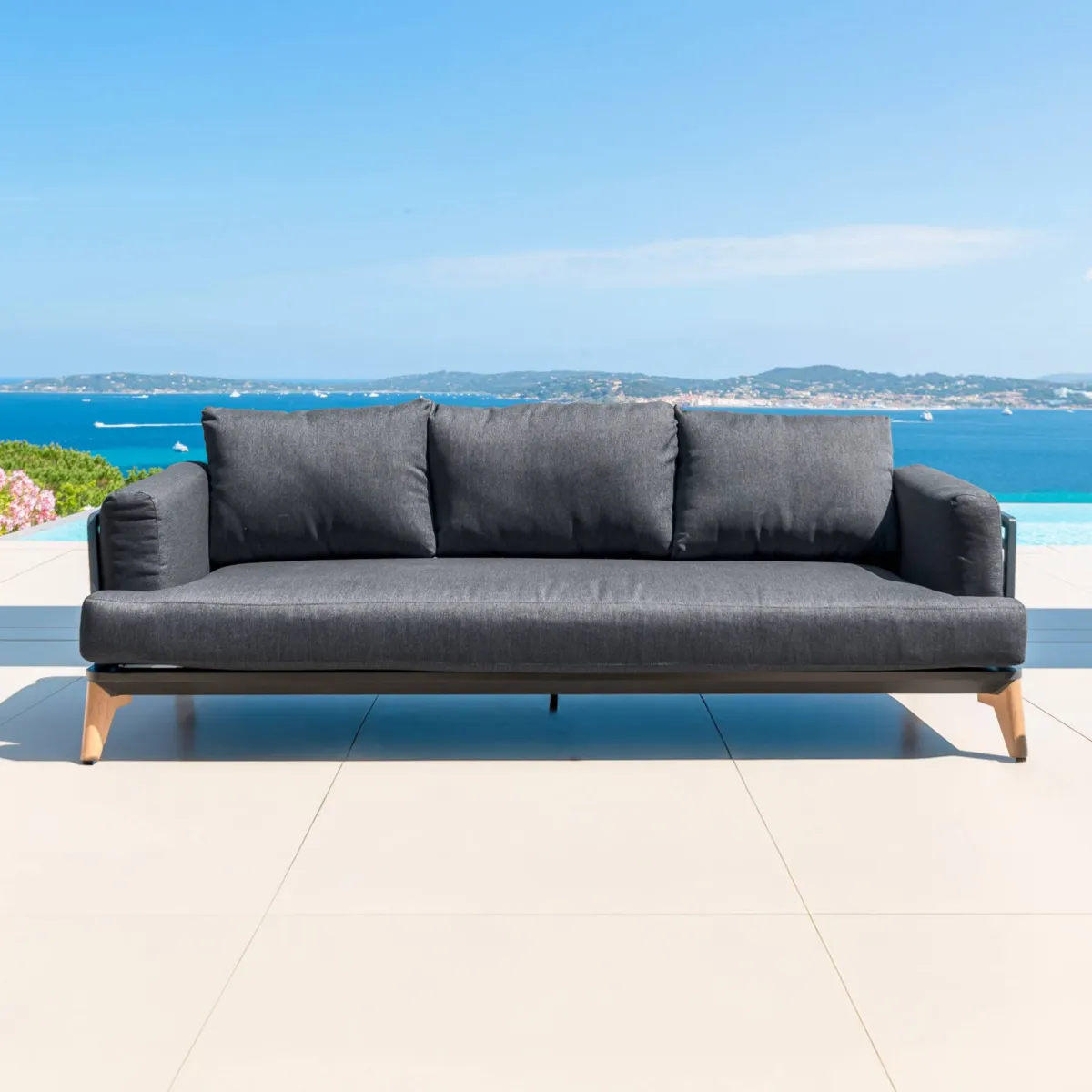 Salotto da giardino alluminio 9 posti 12 pezzi Monte Carlo Grigio antracite