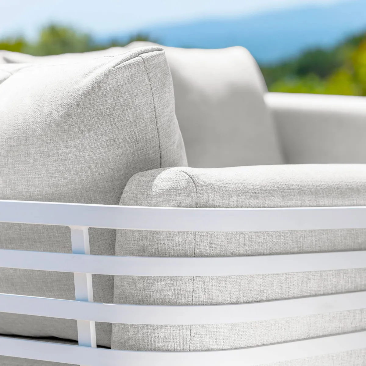 Salon de jardin aluminium 12 places 8 pcs Monte Carlo Blanc et gris clair
