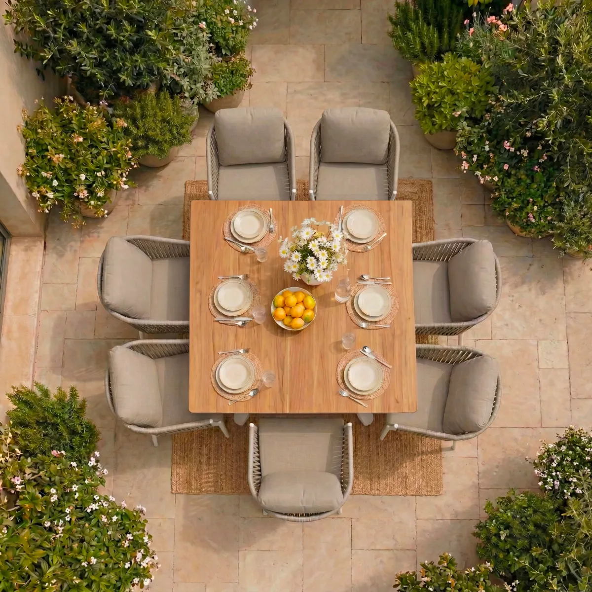 Tavolo da giardino alluminio 8 posti (136 x 136 cm) Amalfi Bianco