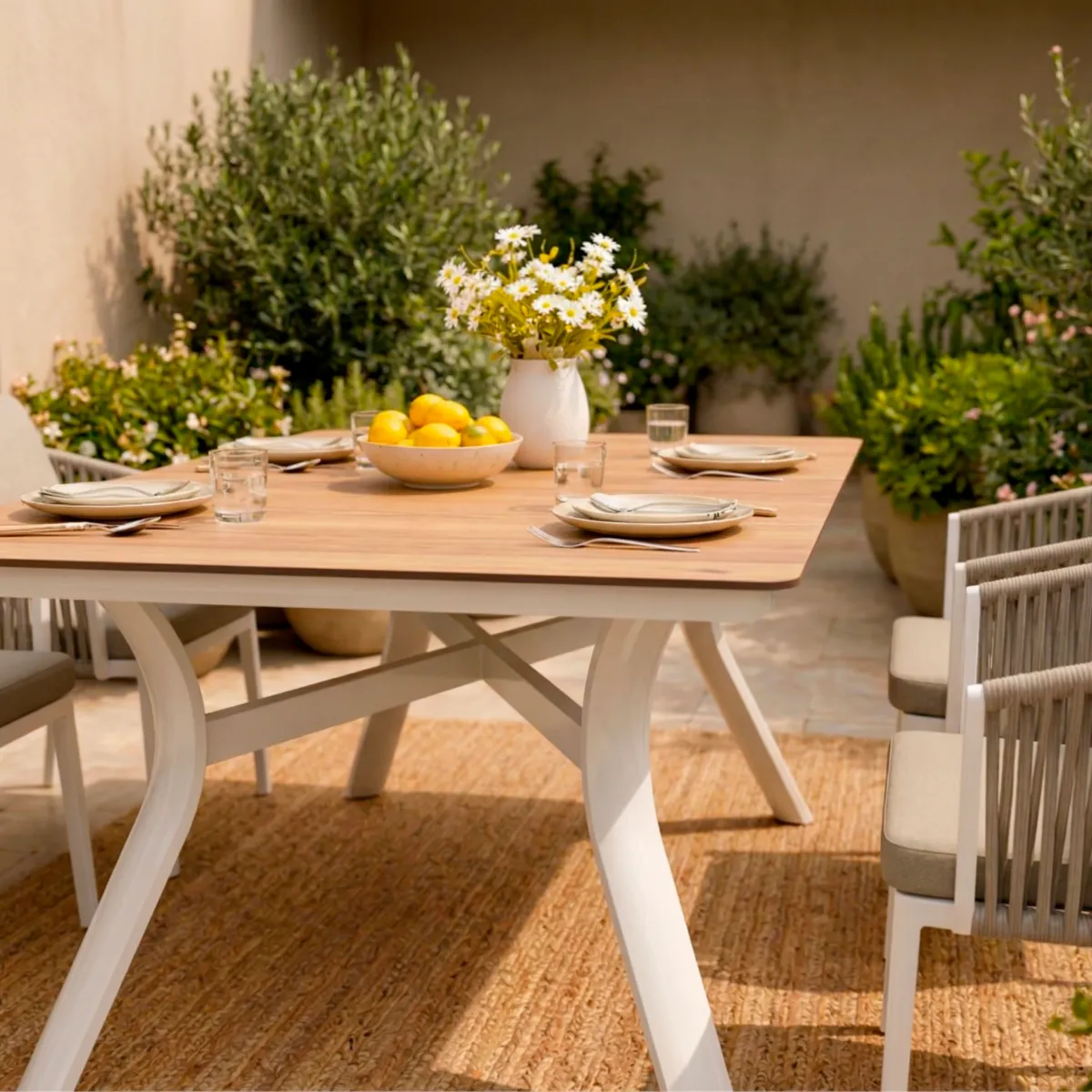 Tavolo da giardino alluminio 8 posti (136 x 136 cm) Amalfi Bianco
